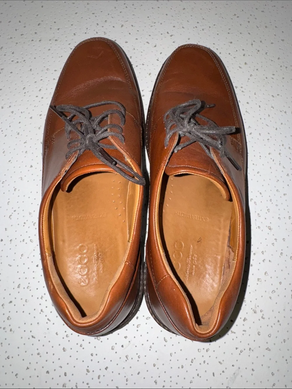 Ecco Brown Leather Lace-Up Shoes